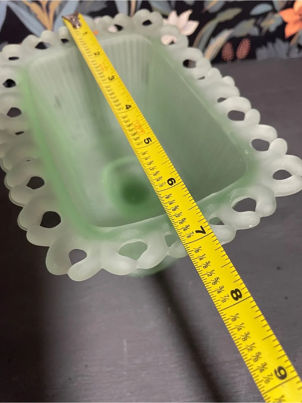 Frosted Sea Green Pedestal Compote Candy Dish MCM Vintage